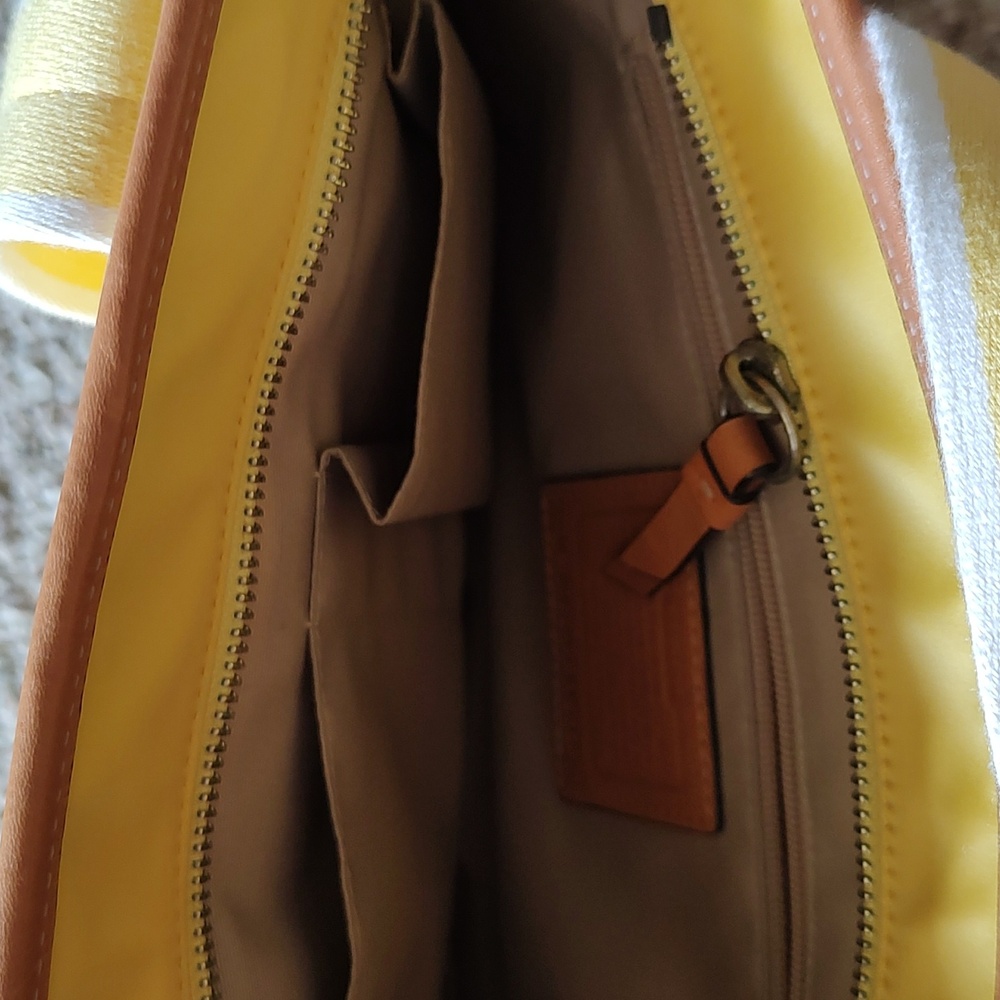 Coach Yellow Nylon Tote with Cream Handles - Picture 8 of 10